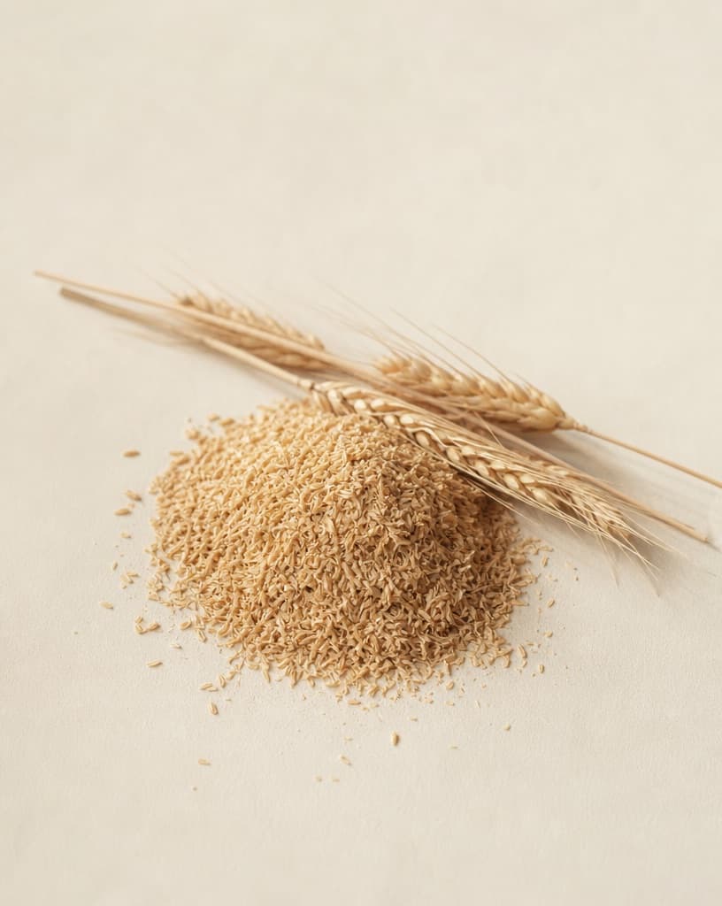Rice bran beside dry wheat stalks