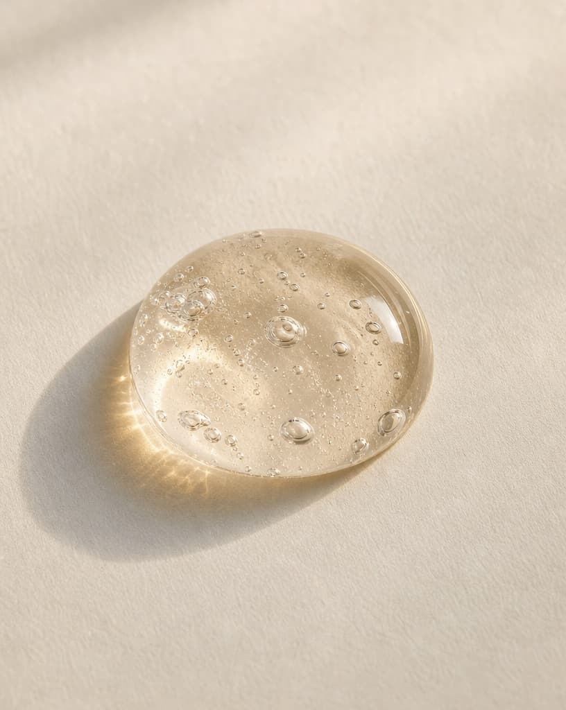A single domed drop of clear gel