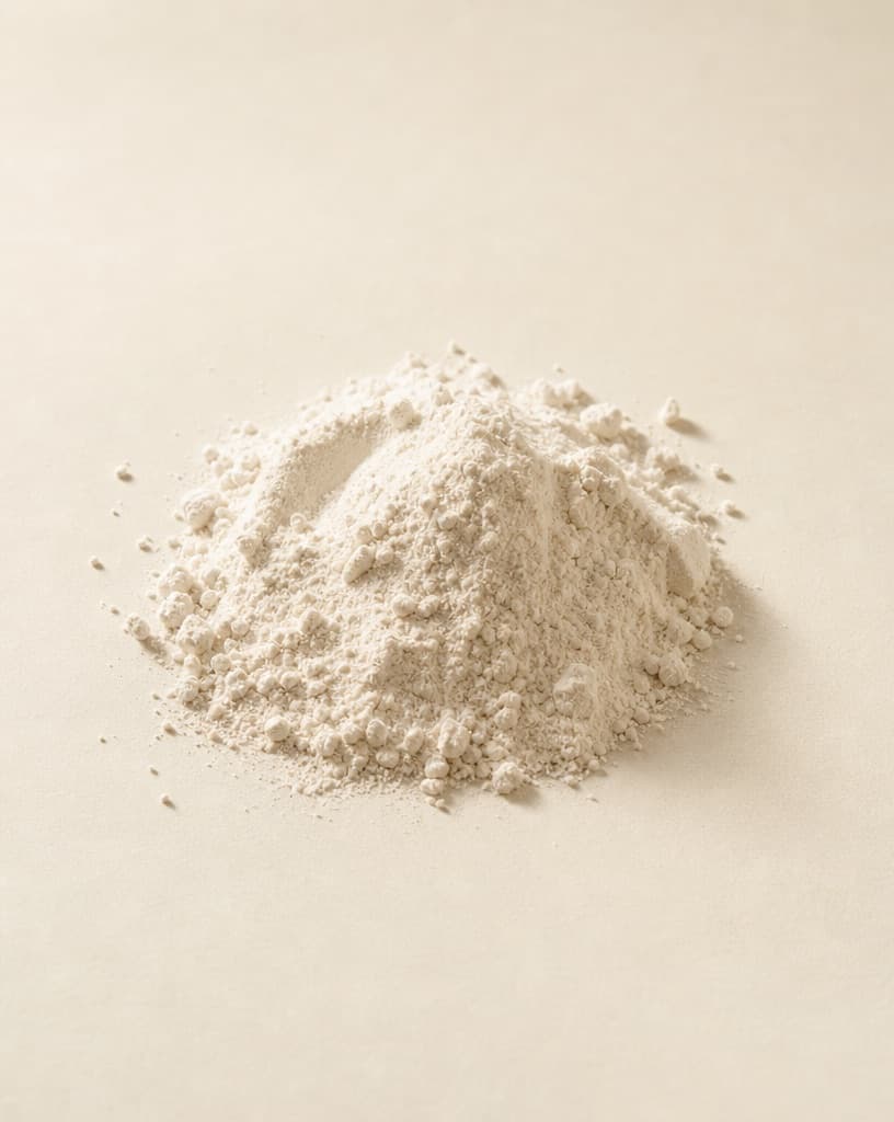 A mound of pure white mineral powder
