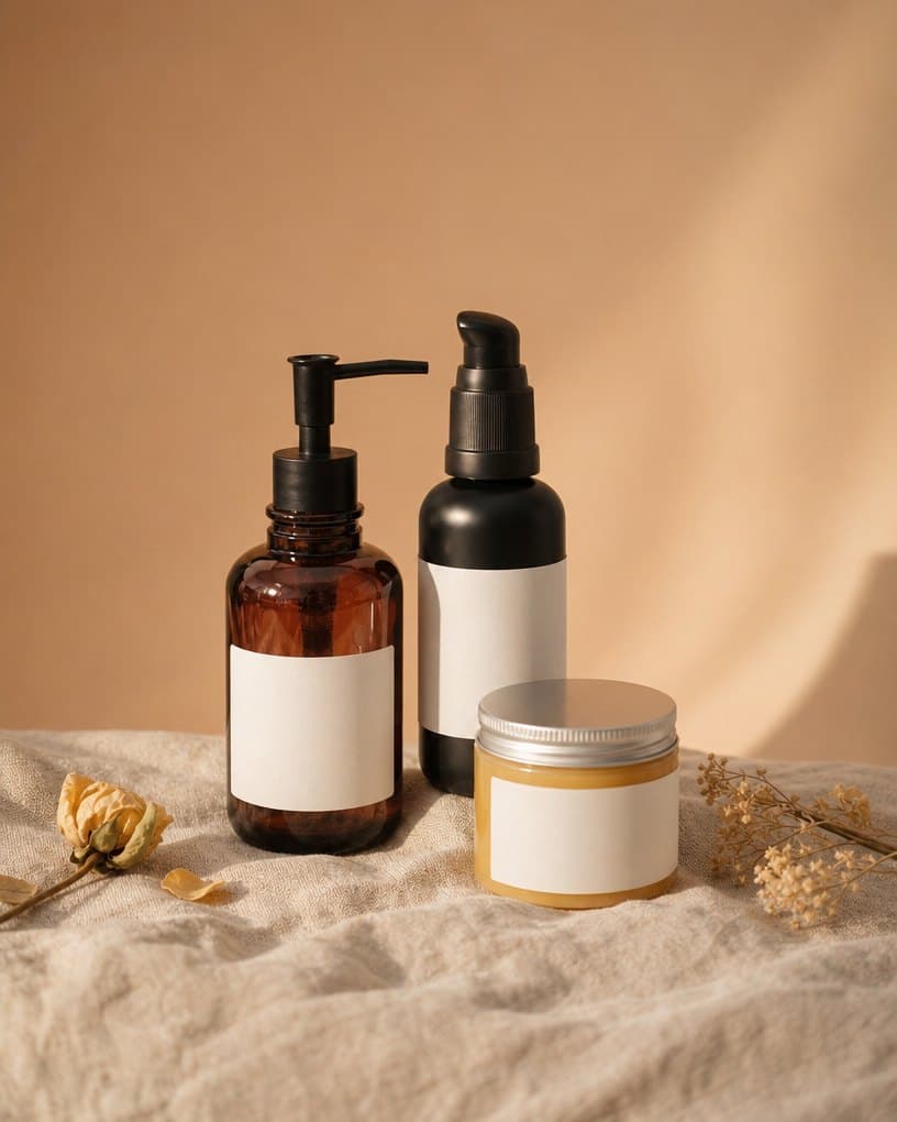 The Night Set on linen: Oil Cleanser, Retinal Night Serum and Overnight Mask